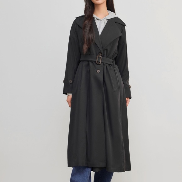 Cider trench coat full length Black Small - Picture 2 of 11